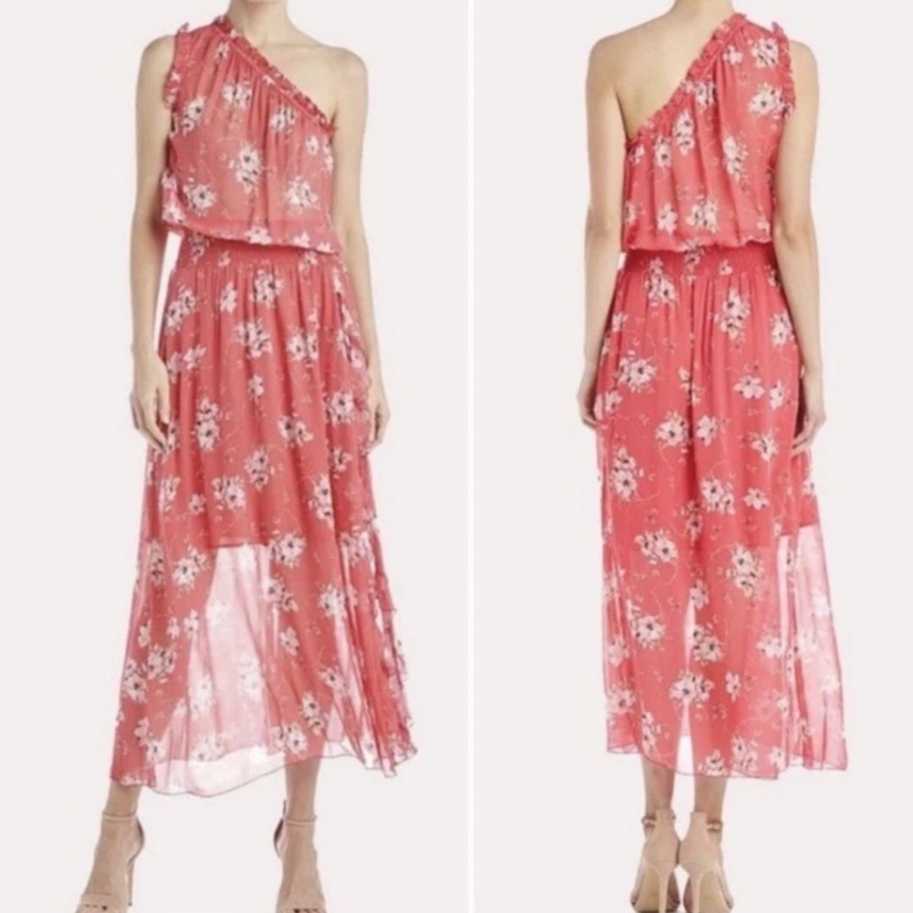 ML Monique Lhuillier one shoulder midi dress 2P